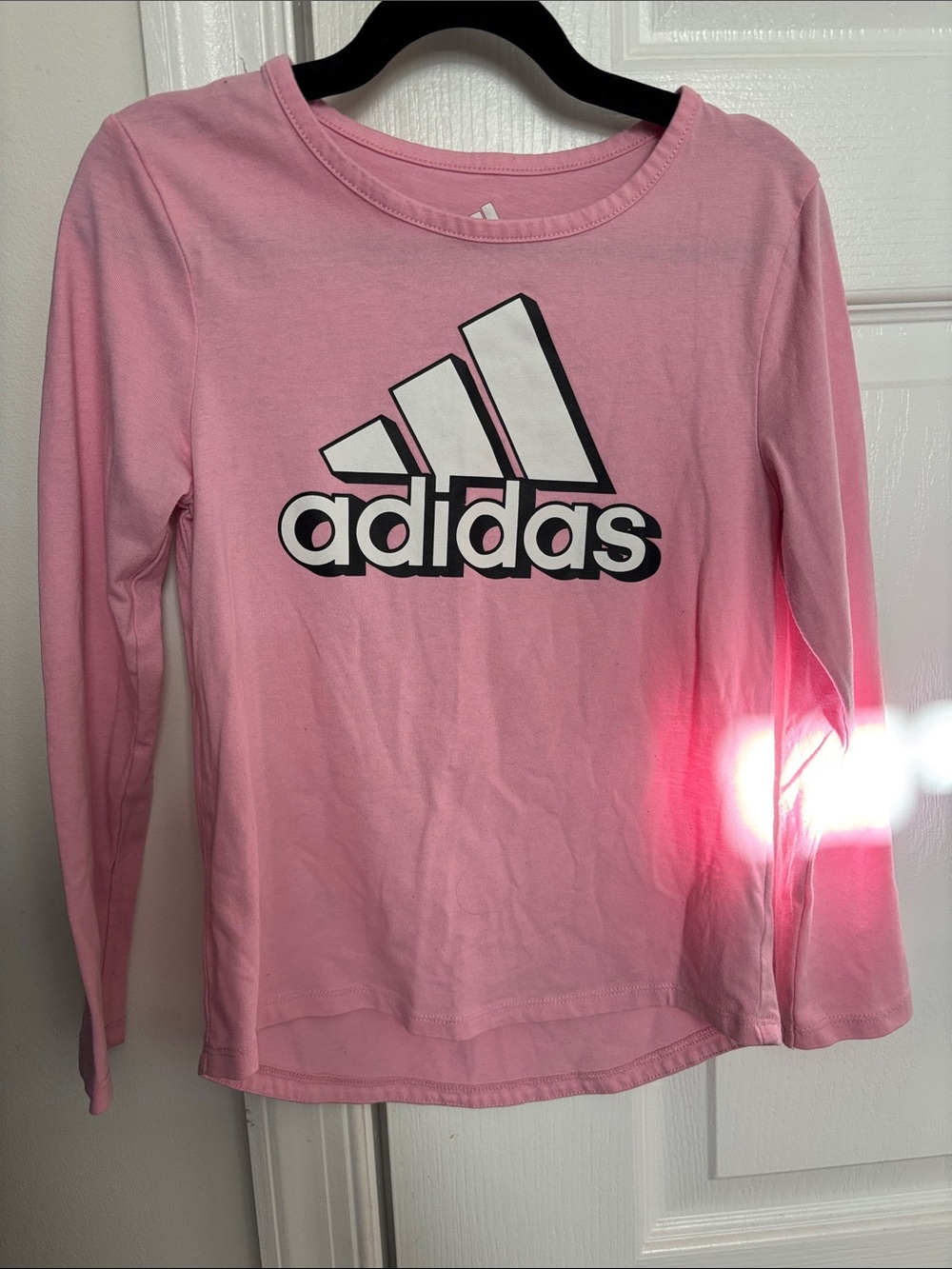 adidas Pink Long-Sleeve Logo Tee for Kids